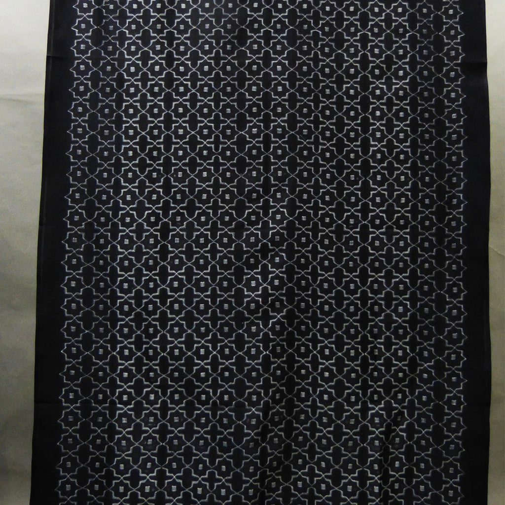 Star grid design in a smart stylish black white combo chanderi shibori fabric for men & women - 1