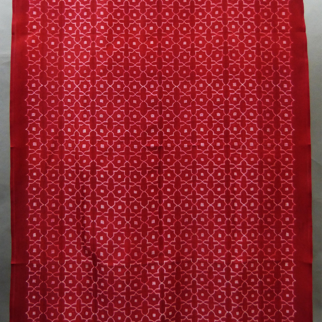 Star grid design in vibrant & fresh Red white chanderi shibori fabric for men & women - 1