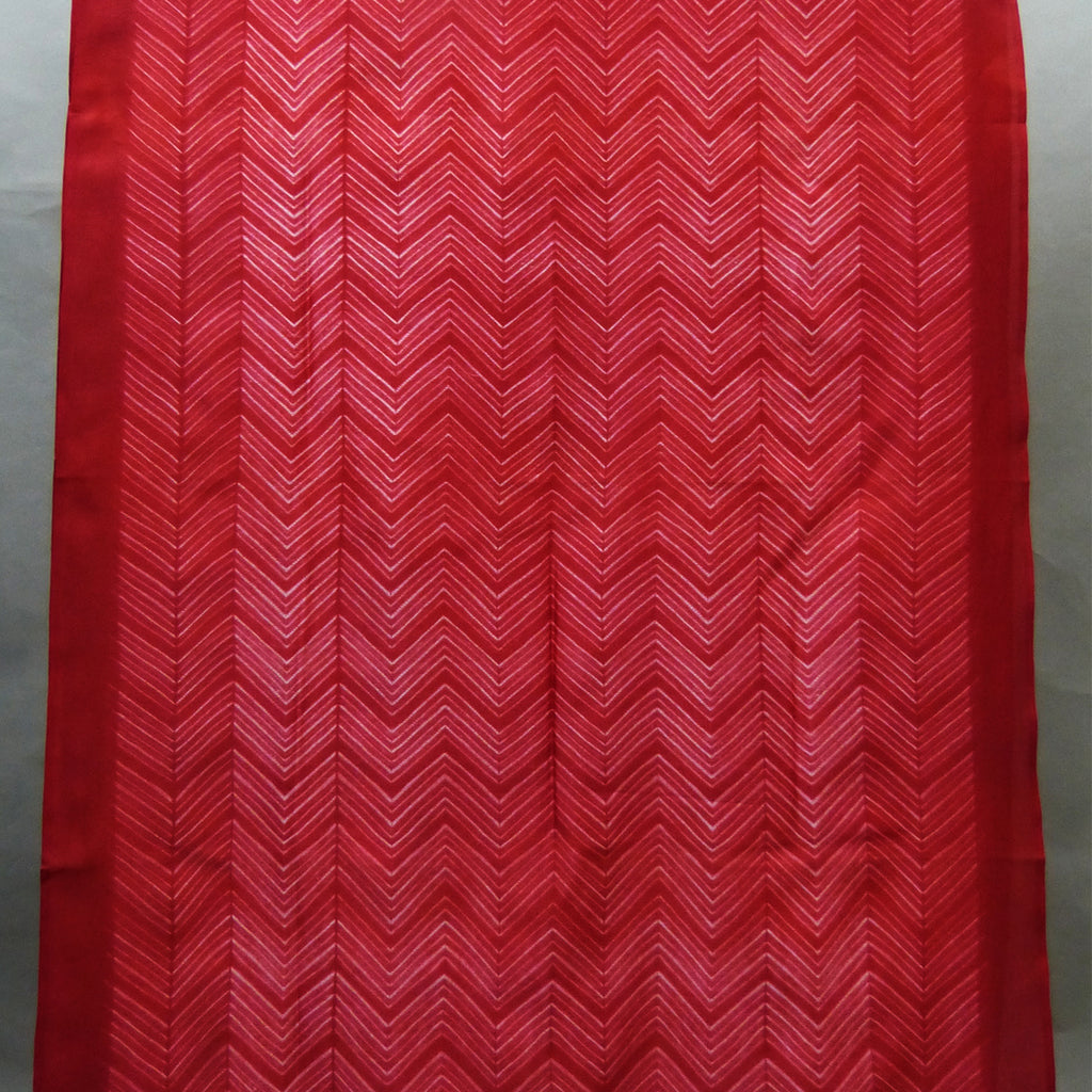 Zigzag design vibrant & fresh Red white chanderi shibori fabric for men & women - 1