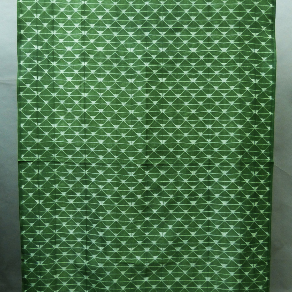 Triangle grid design leaf green chanderi shibori fabric for men & women - 1