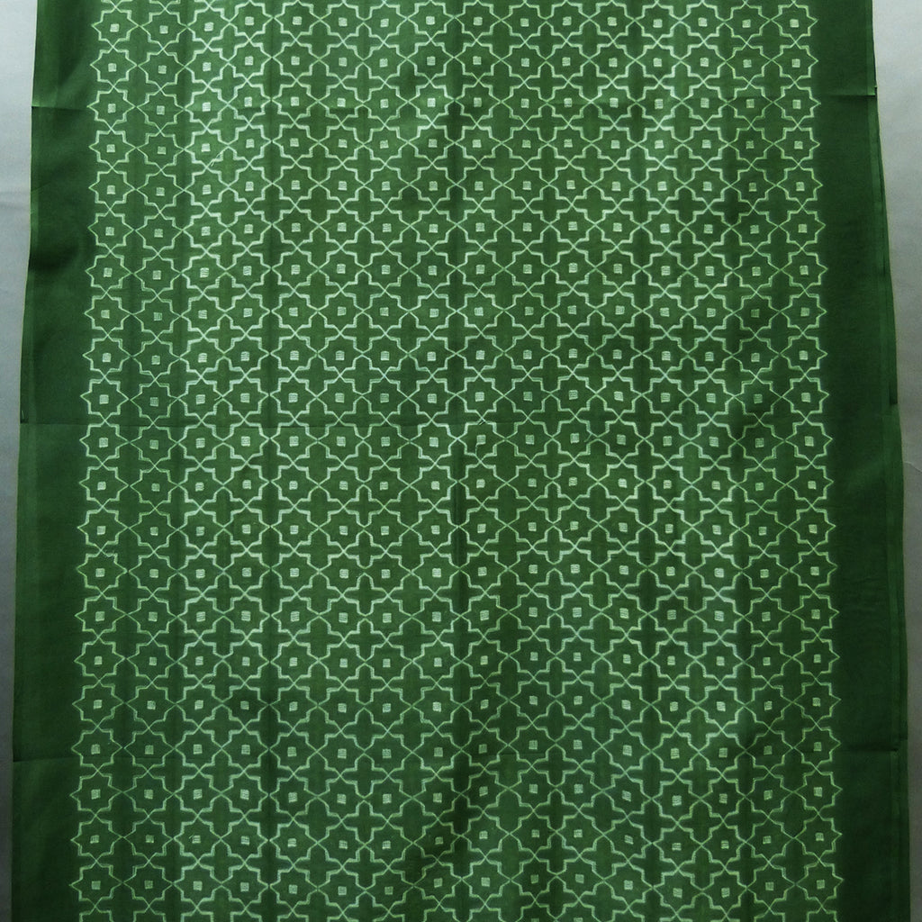 Star grid design leaf green chanderi shibori fabric for men & women - 1