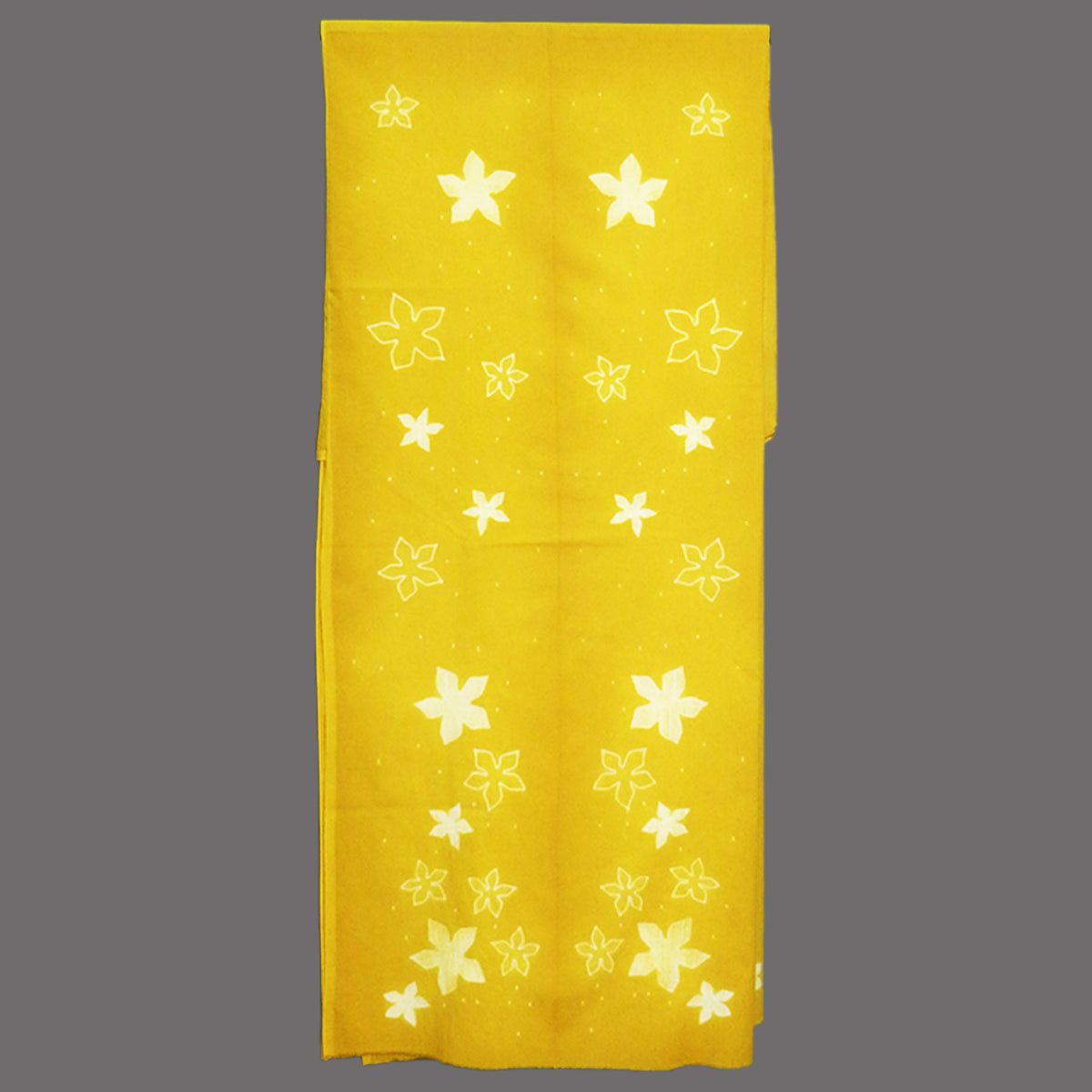 5 petal flowers design cambric shibori fabric in a heart warming yellow shade - 2