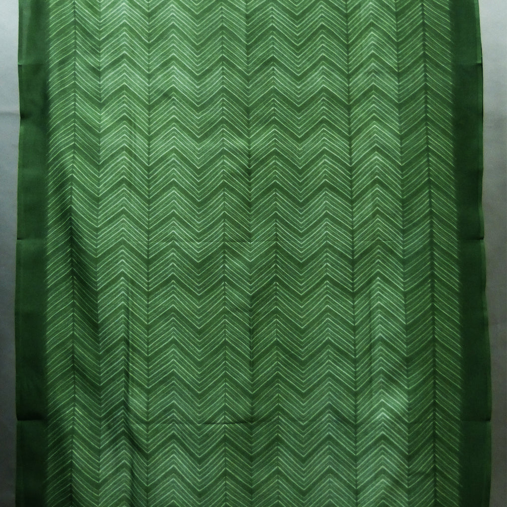Zigzag leaf green chanderi shibori fabric for men & women - 1