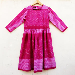 Soft Pink white gathered Shibori dress - 1