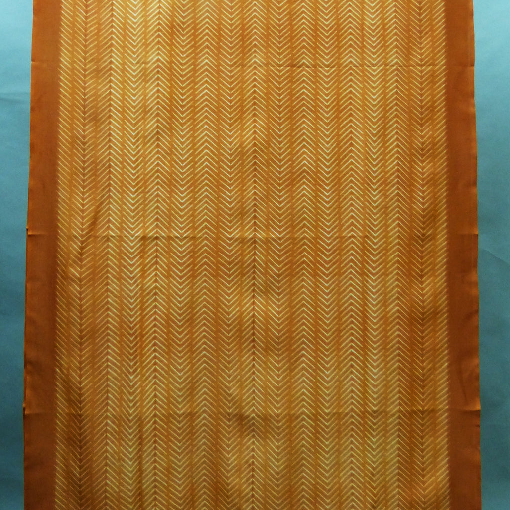 Zigzag design burnt orange chanderi shibori fabric for men & women - 1