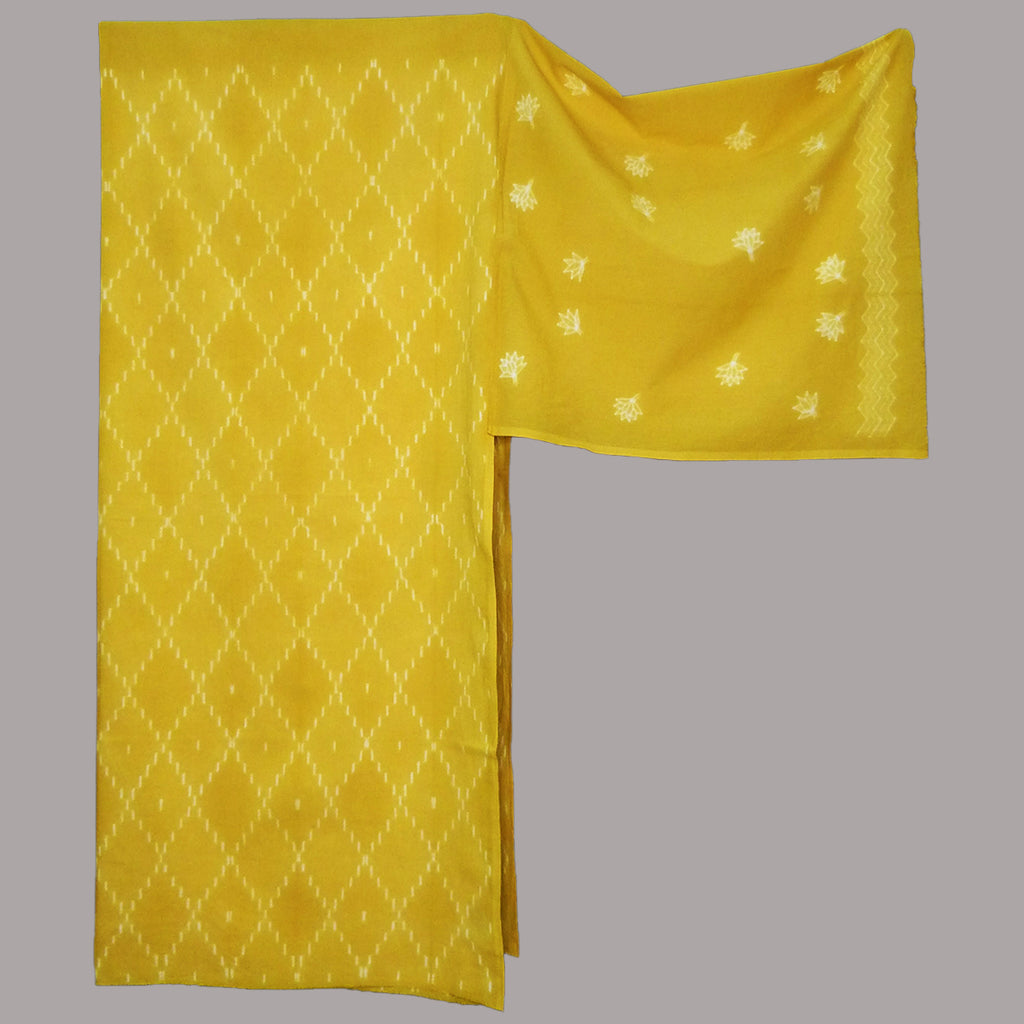 A subtle, stylish, beautiful diamond grid  design cambric shibori fabric in a heart warming yellow shade - 1