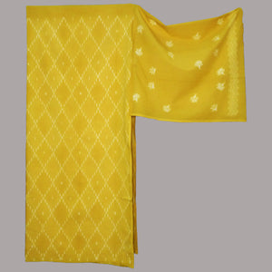 A subtle, stylish, beautiful diamond grid  design cambric shibori fabric in a heart warming yellow shade - 1