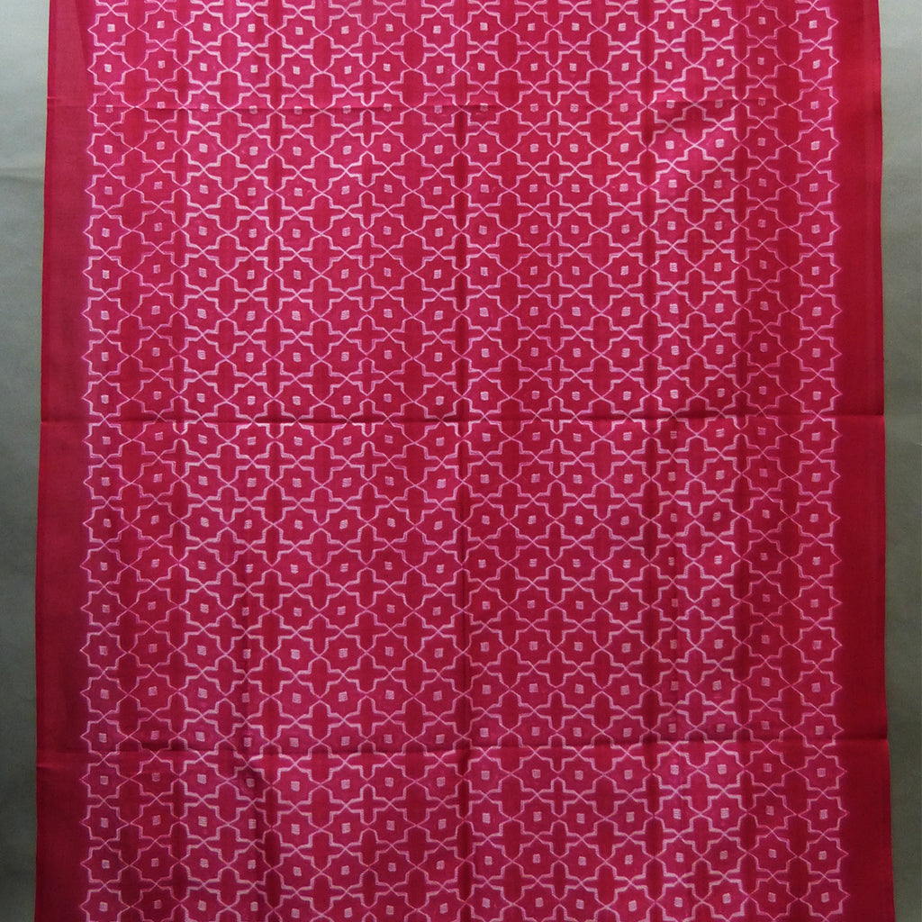 Star grid design lush lively pink  chanderi shibori fabric for men & women - 1