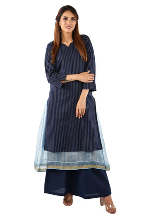 Kurta-Skirt-Dress a super comfortable slip-on Dress in pleasing Indigo. - 1