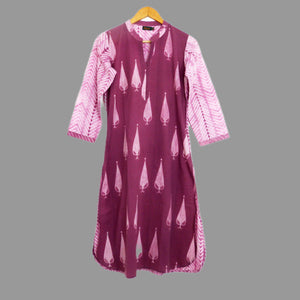 Delightful mid length shibori tunic in a delicious Mulberry wine tone - 1