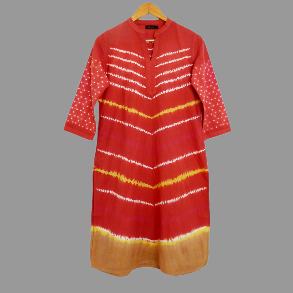This Diagonal lines shibori kurta has a hand crafted charm that is uniquely its own - 1