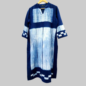 This is the all - time favourite Mura shibori Lines & checks kurta in a straight elegant cut - 1