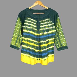 A shibori plus tie & dye style Raglan seeve top with a pretty & distinctly playful vibe - 1