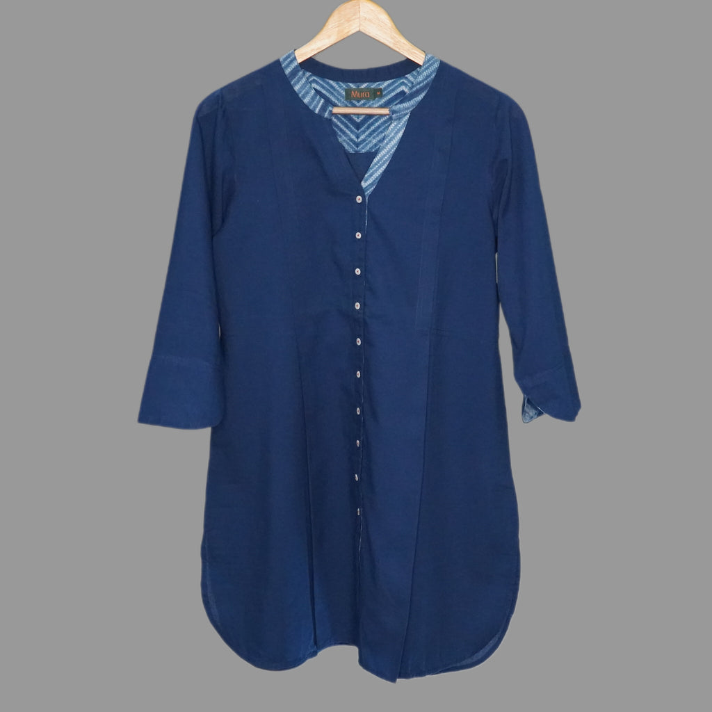This is the go - to solid indigo shirt tunic for anytime wear - 1