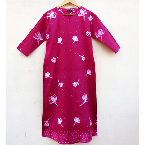 Soft Pink - white Magnolias kurta in soft pink colour - 1