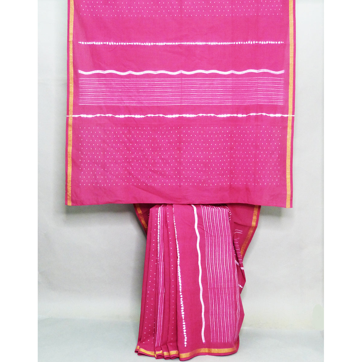 Hand woven cotton shibori saree in Soft pink colour - 1