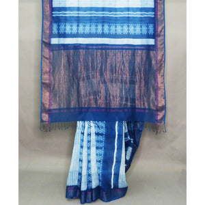 Mura's all new Mangalgiri shibori indigo dyed saree. Pallu has an 8 inch wide zari section - 1