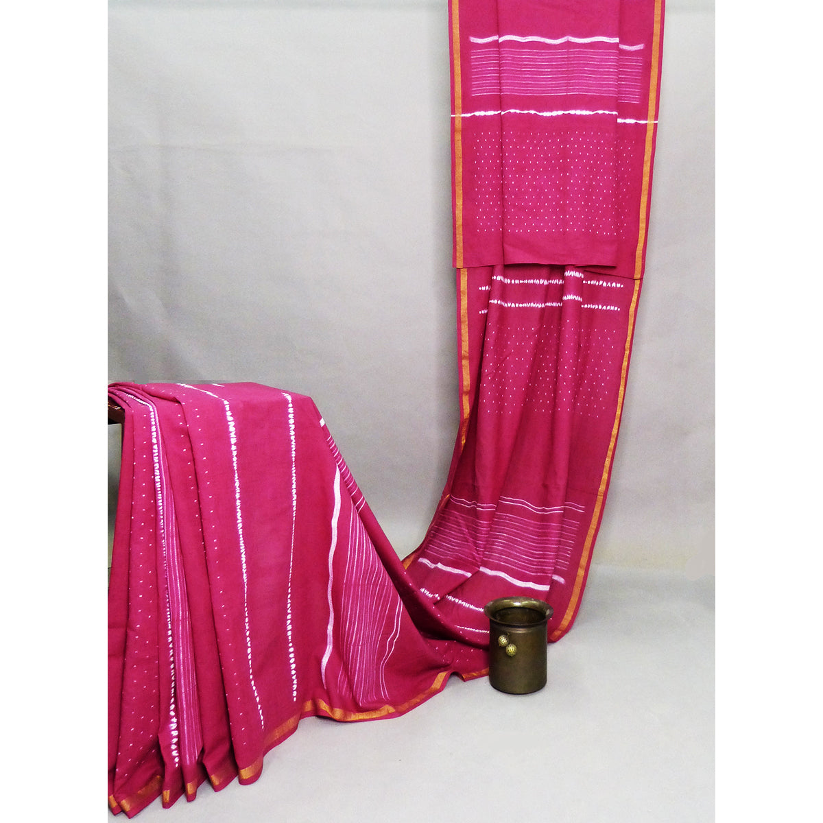 Hand woven cotton shibori saree in Soft pink colour - 2