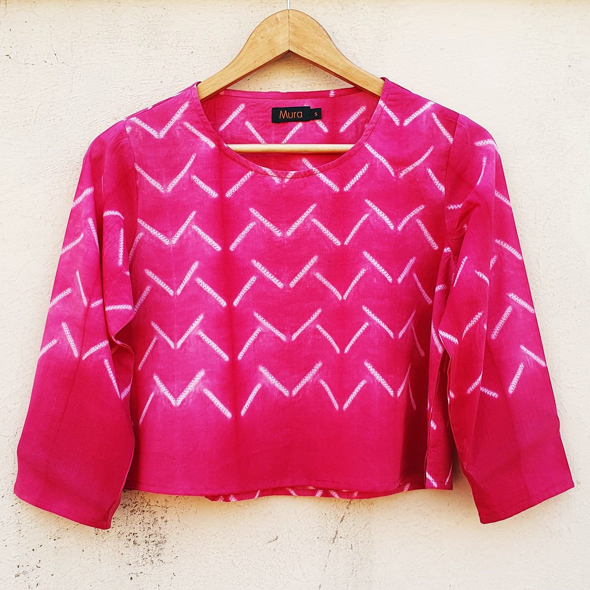 Breezy & comfortable Soft Pink Shibori Crop Top - 1