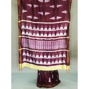 A crisp geometrics wine coloured elegant maheshwari shibori saree - 1