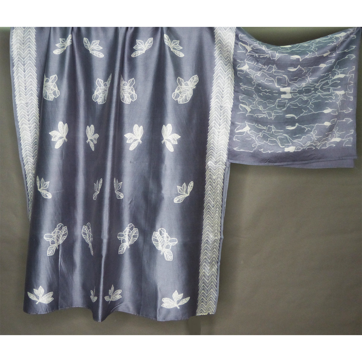 Elegant chanderi shibori kurta piece in grey colour - 1