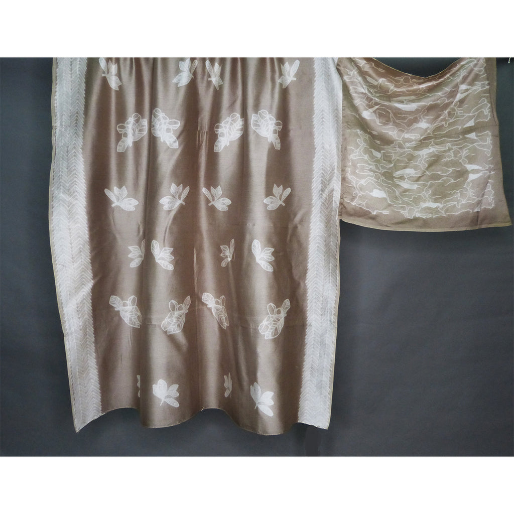 Summer - perfect Beige heavy shibori kurta fabric with sleeves - 1