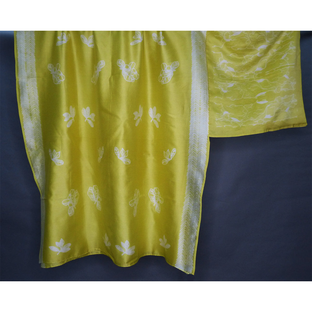 Yellow chanderi shibori kurta piece with sleeves - 1