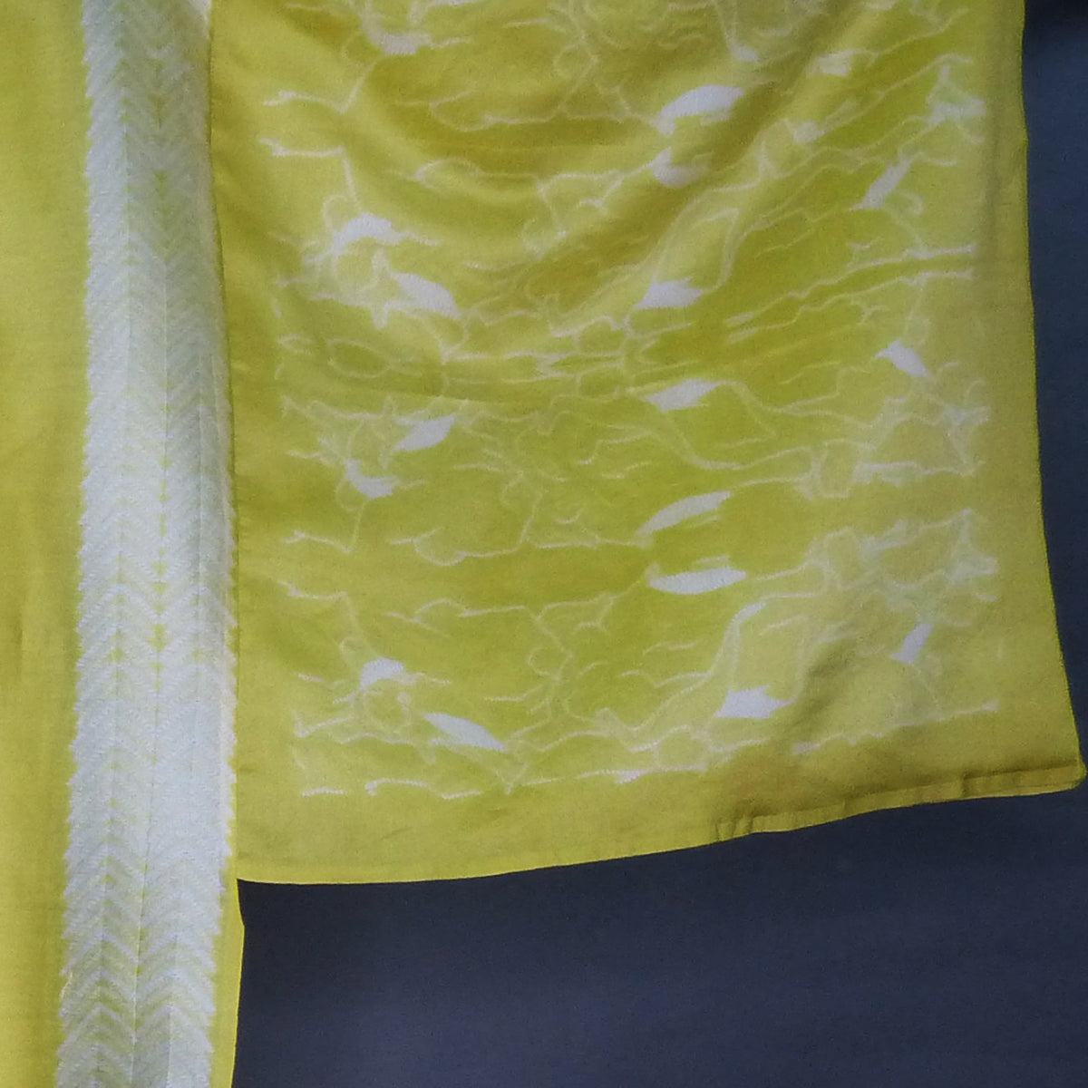 Yellow chanderi shibori kurta piece with sleeves - 3