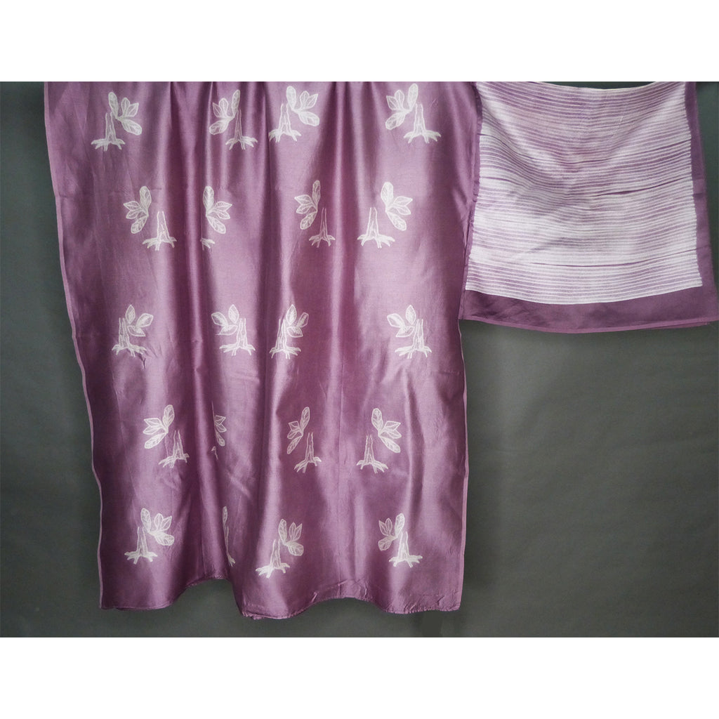 Beautiful mauve chanderi shibori kurta piece with sleeves - 1
