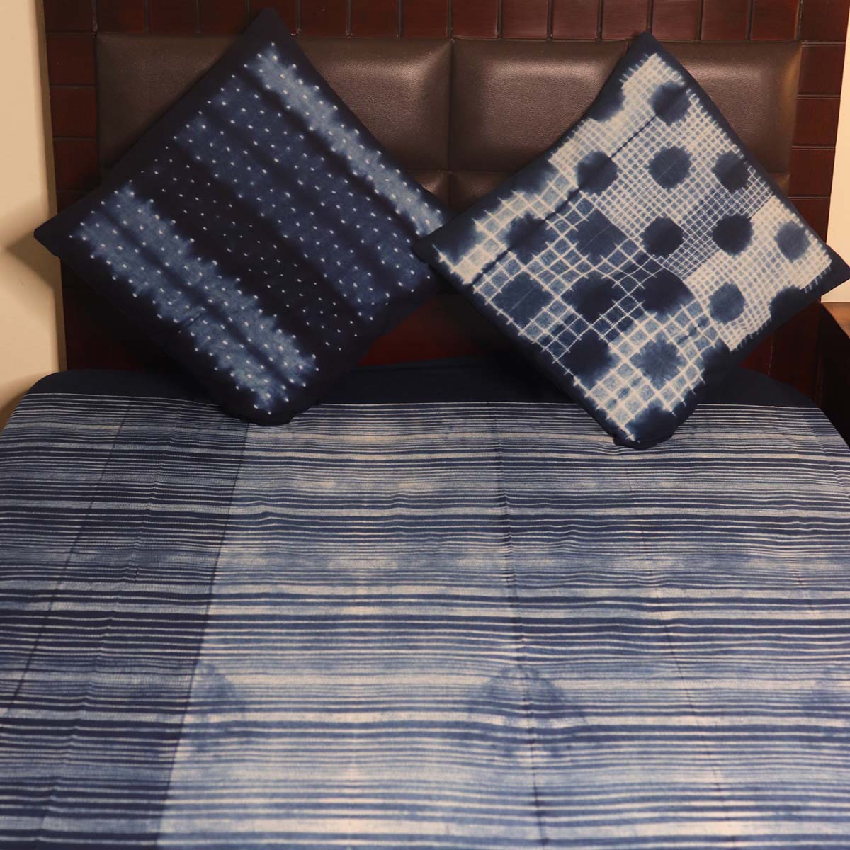 Irregular Indigo Shibori Double Bed Cover - 3