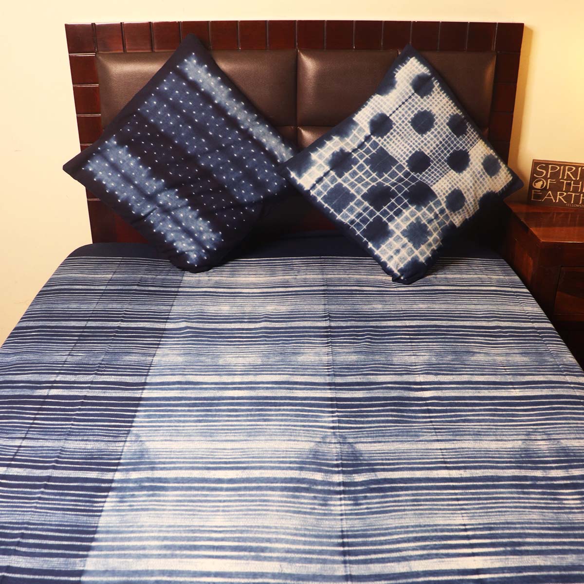 Irregular Indigo Shibori Double Bed Cover - 4