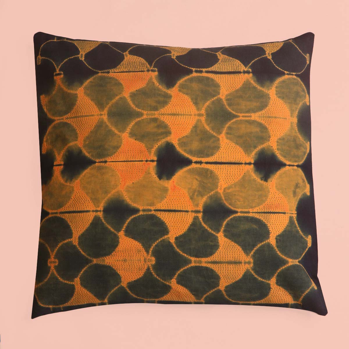 Orange/Indigo Tops Shibori Cushion Cover - 3
