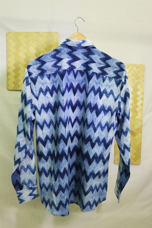 Men's Shibori Indigo Zigzag Shirt - 3