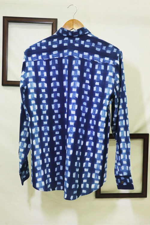 Men's Shibori Indigo Shirt with Small Lines - 2