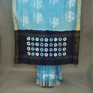 Shades of Indigo Maheshwari Shibori Arjuna Tree Saree - 1