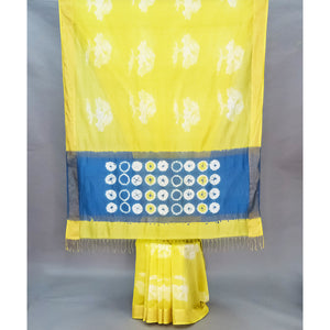 Beautiful Maheshwari Shibori Arjuna Tree Saree in Sunshine Yellow - 1