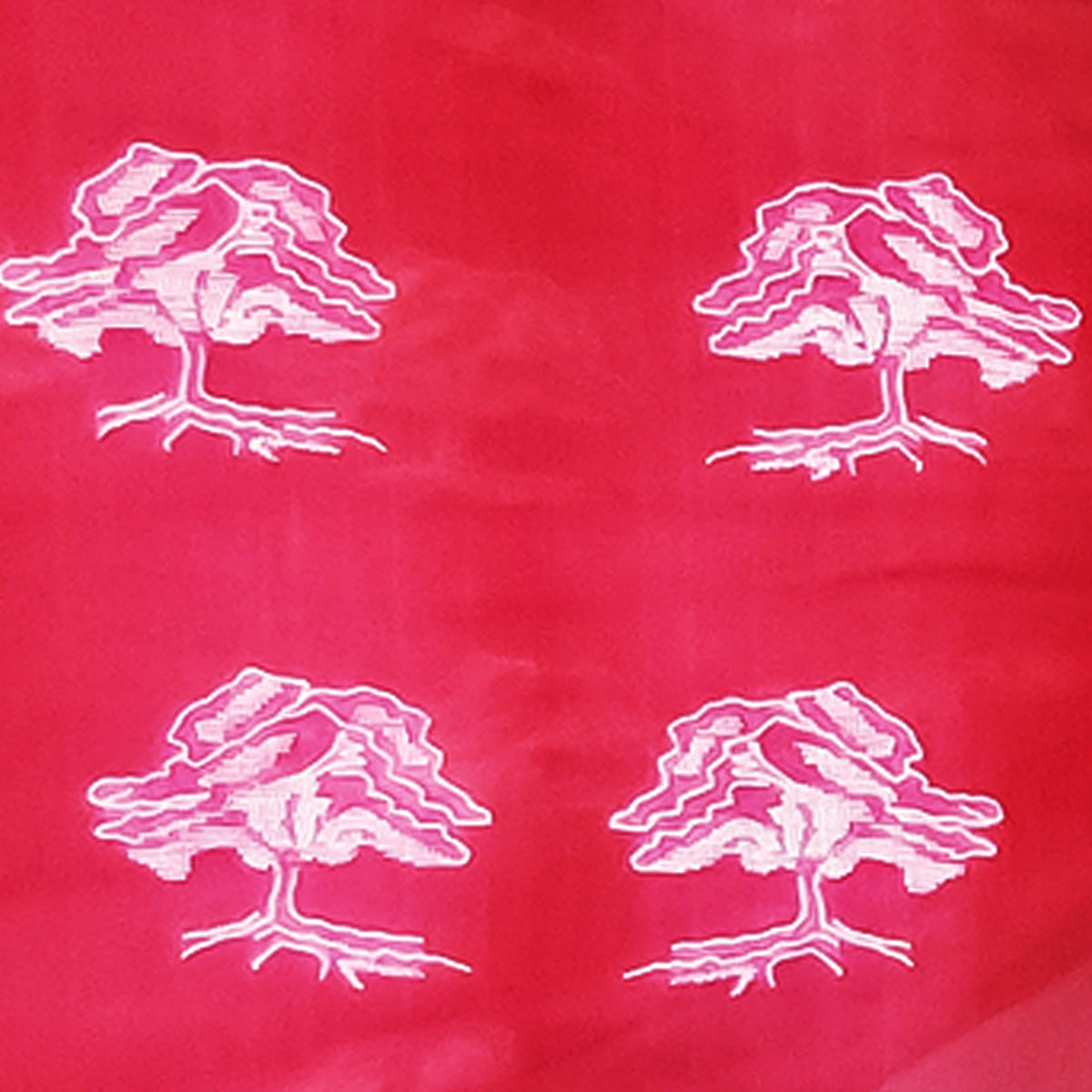 Deep Reddish Pink Maheshwari Saree with Arjuna Tree Motifs Body - 3