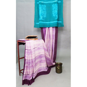 Wine & Emerald Heavy Matka Silk Saree with  Arjun Tree Hand Shibori Pallu - 1