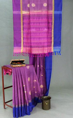 Pink - Mauve Kanji Shibori Saree - 1