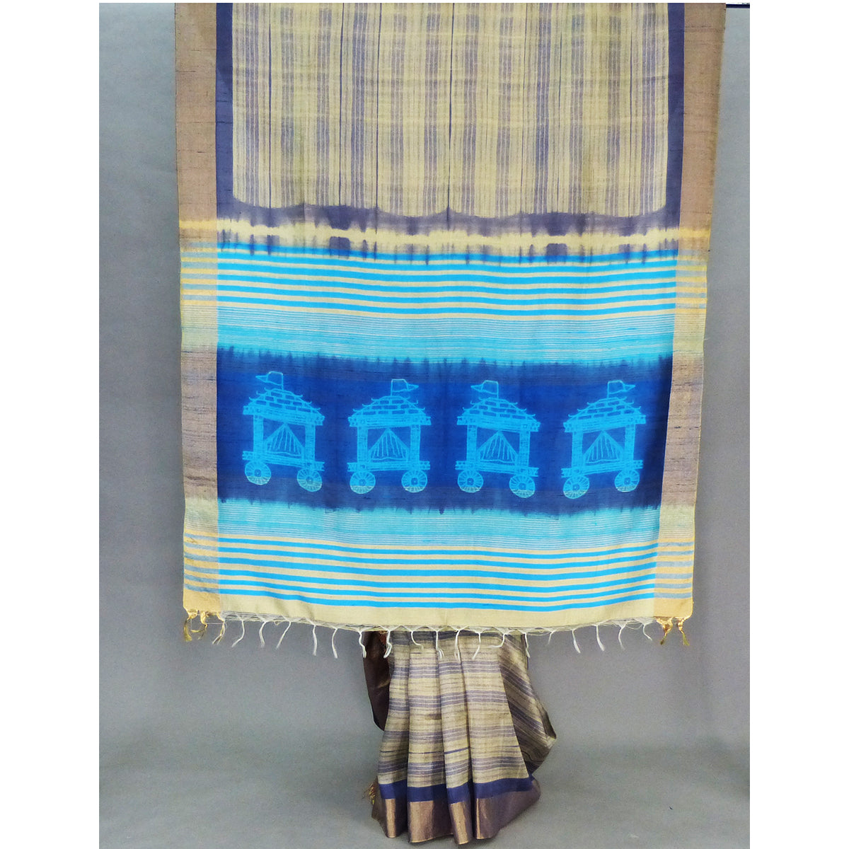 Art to Wear Dupiont Silk Shibori Saree with Rath Pallu and Beautiful Zari Border - 2