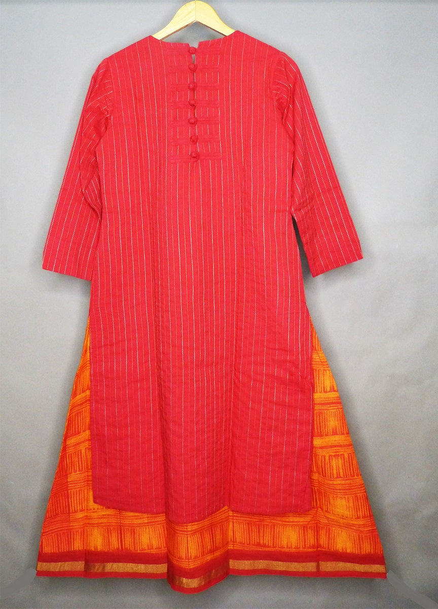 Kurta-Skirt-Dress a super comfortable slip-on Dress in Golden Yellow - Red - 3
