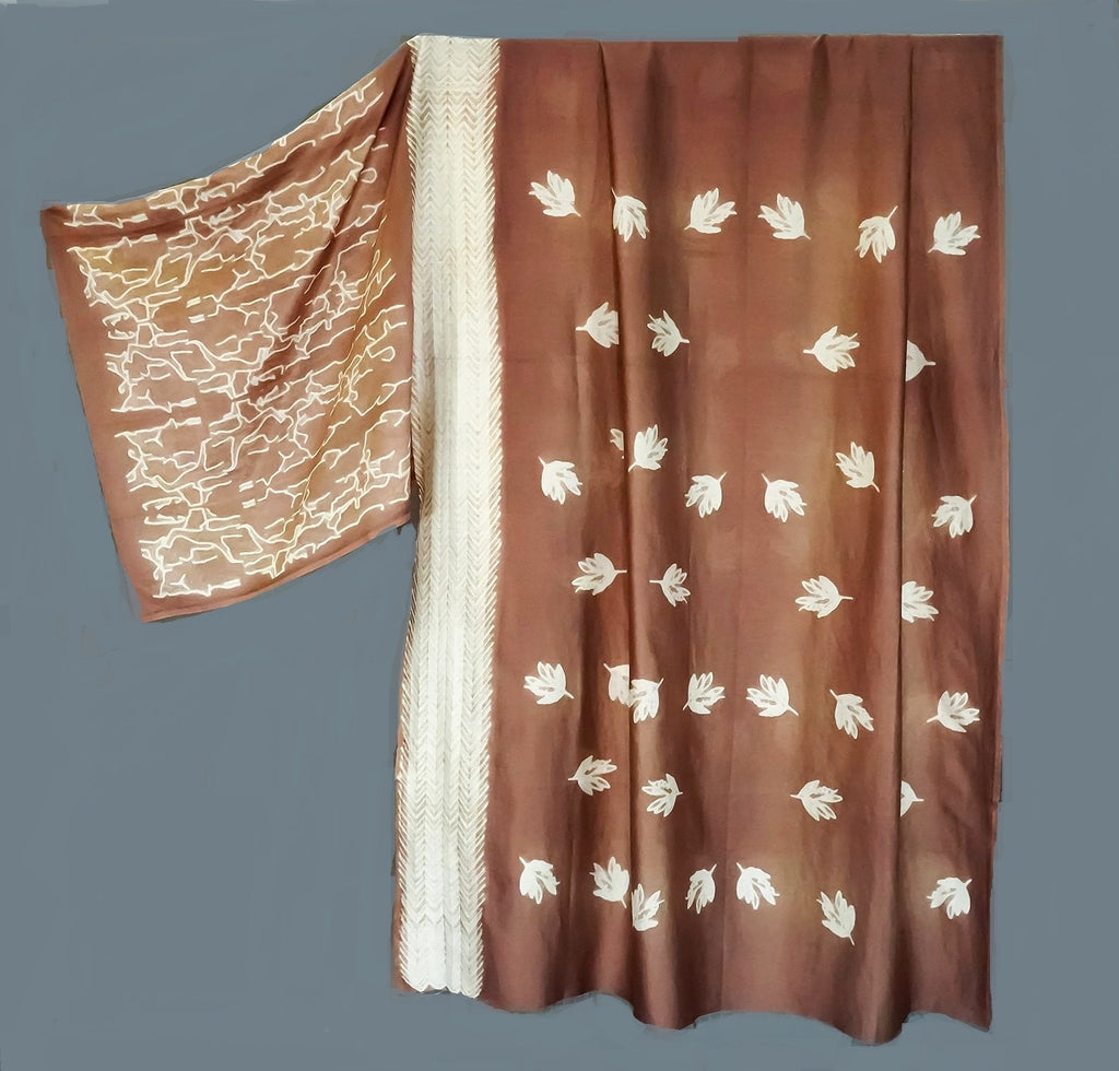 Brown Shibori Chanderi Fabric with Sleeves - Back Design