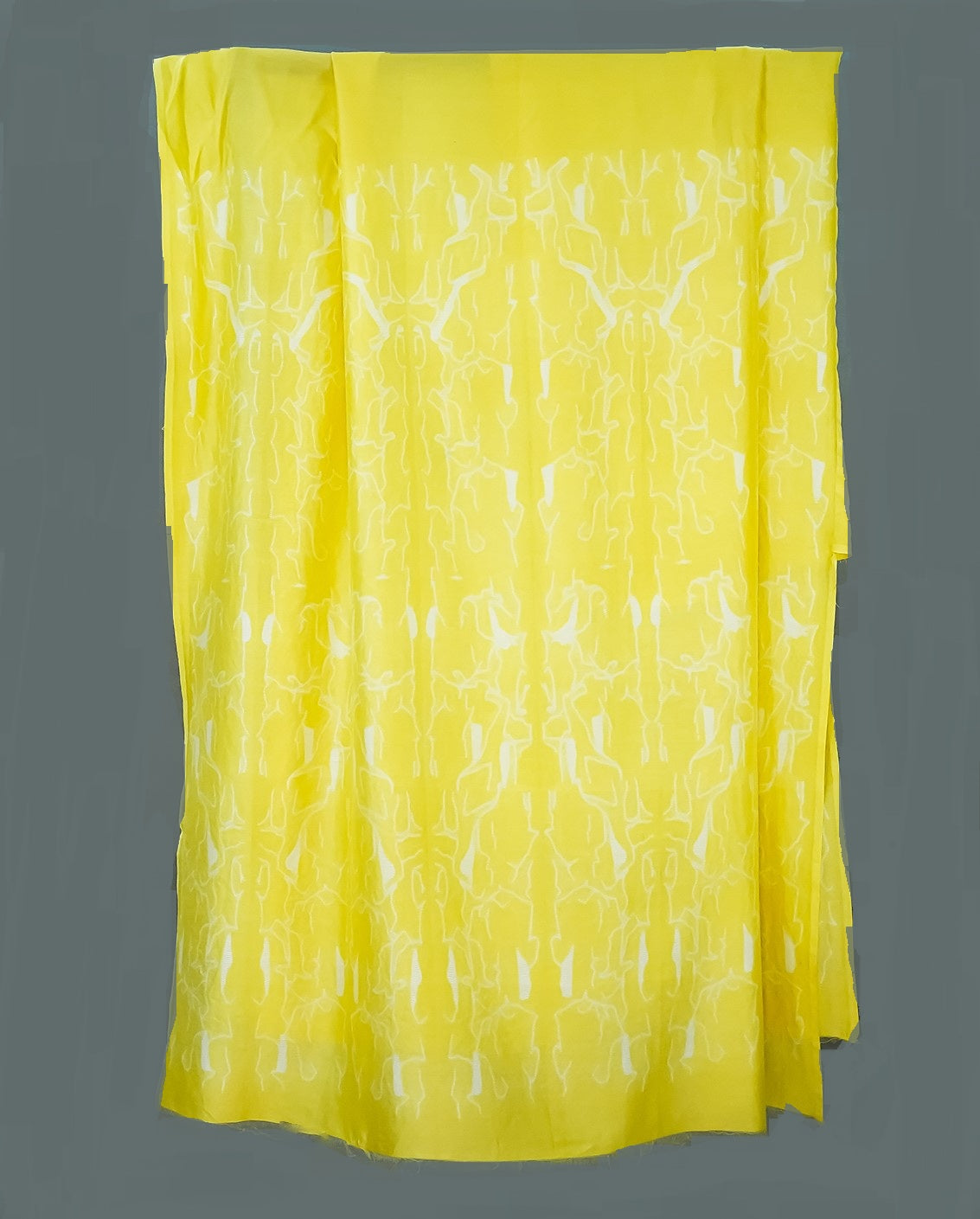 Yellow Shibori Chanderi Fabric with Sleeves - Front Design