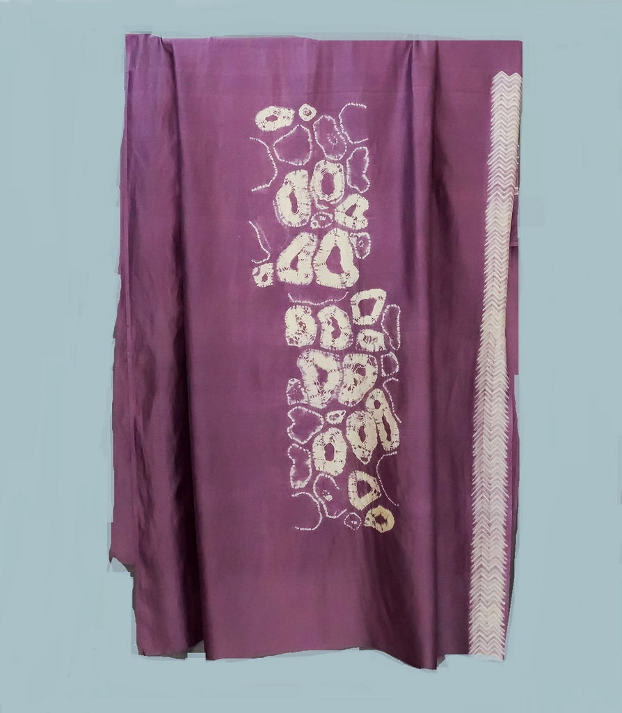 Wine Shibori Chanderi Fabric with Sleeves - Front Design